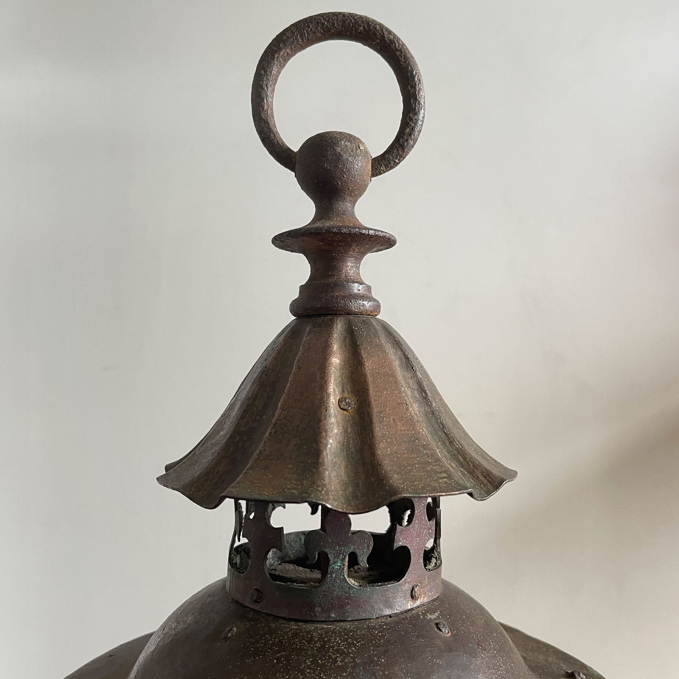 A Copper & Iron Arts & Crafts Hall Lantern