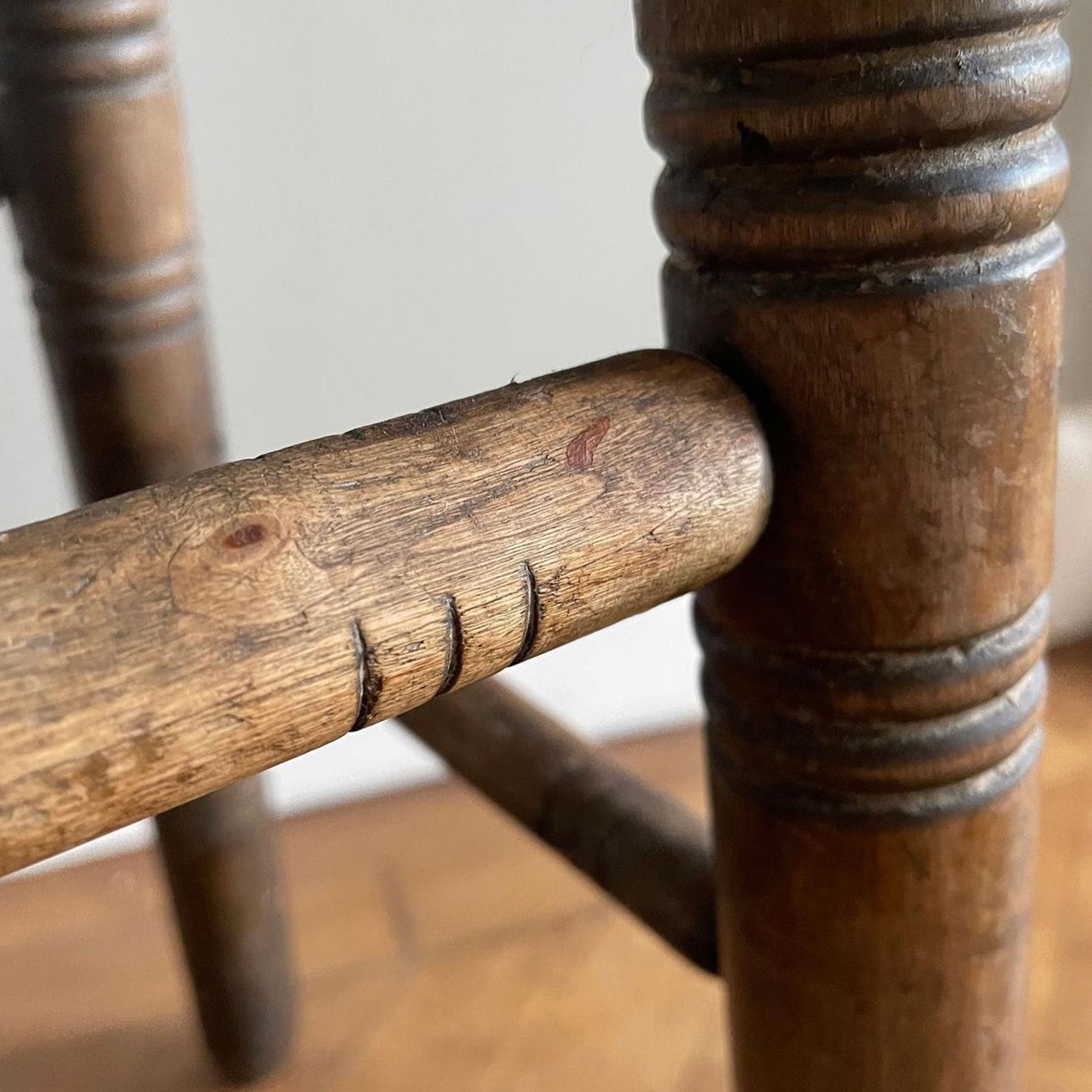 A Sturdy Oak Clerk's Stool. A beautifully shaped saddle seat with turned legs and stretchers - SHOP NOW - www.intovintage.co.uk