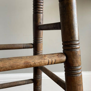 A Sturdy Oak Clerk's Stool. A beautifully shaped saddle seat with turned legs and stretchers - SHOP NOW - www.intovintage.co.uk