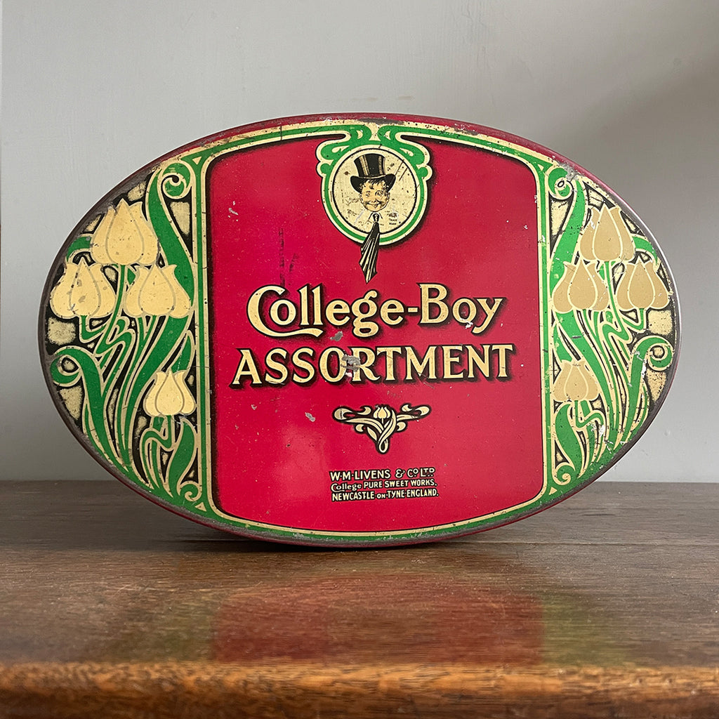 A rare Art Nouveau College Boy Toffee Tin by W M Livens & Co Ltd. - SHOP NOW - www.intovintage.co.uk