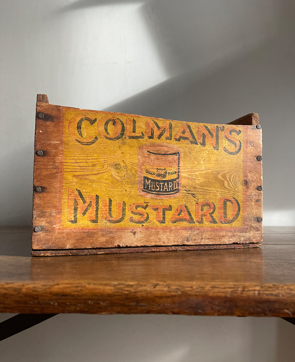 A petit, early Coleman's Mustard Box that would have held 48 2d tins of Colman's Mustard (Compound). Nice colours to the front. - SHOP NOW - www.intovintage.co.uk