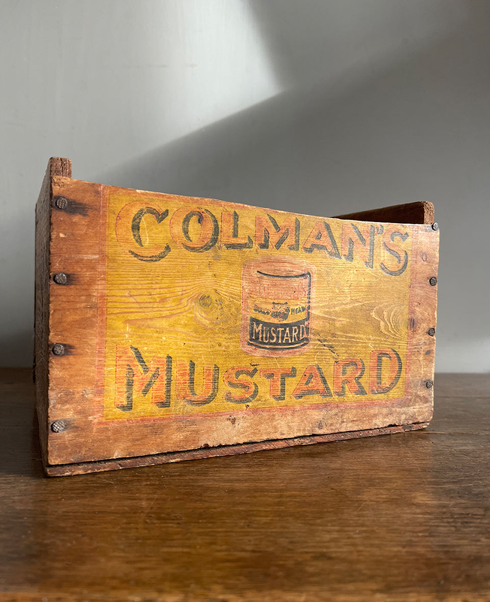 A petit, early Coleman's Mustard Box that would have held 48 2d tins of Colman's Mustard (Compound). Nice colours to the front. - SHOP NOW - www.intovintage.co.uk