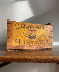 A petit, early Coleman's Mustard Box that would have held 48 2d tins of Colman's Mustard (Compound). Nice colours to the front. - SHOP NOW - www.intovintage.co.uk