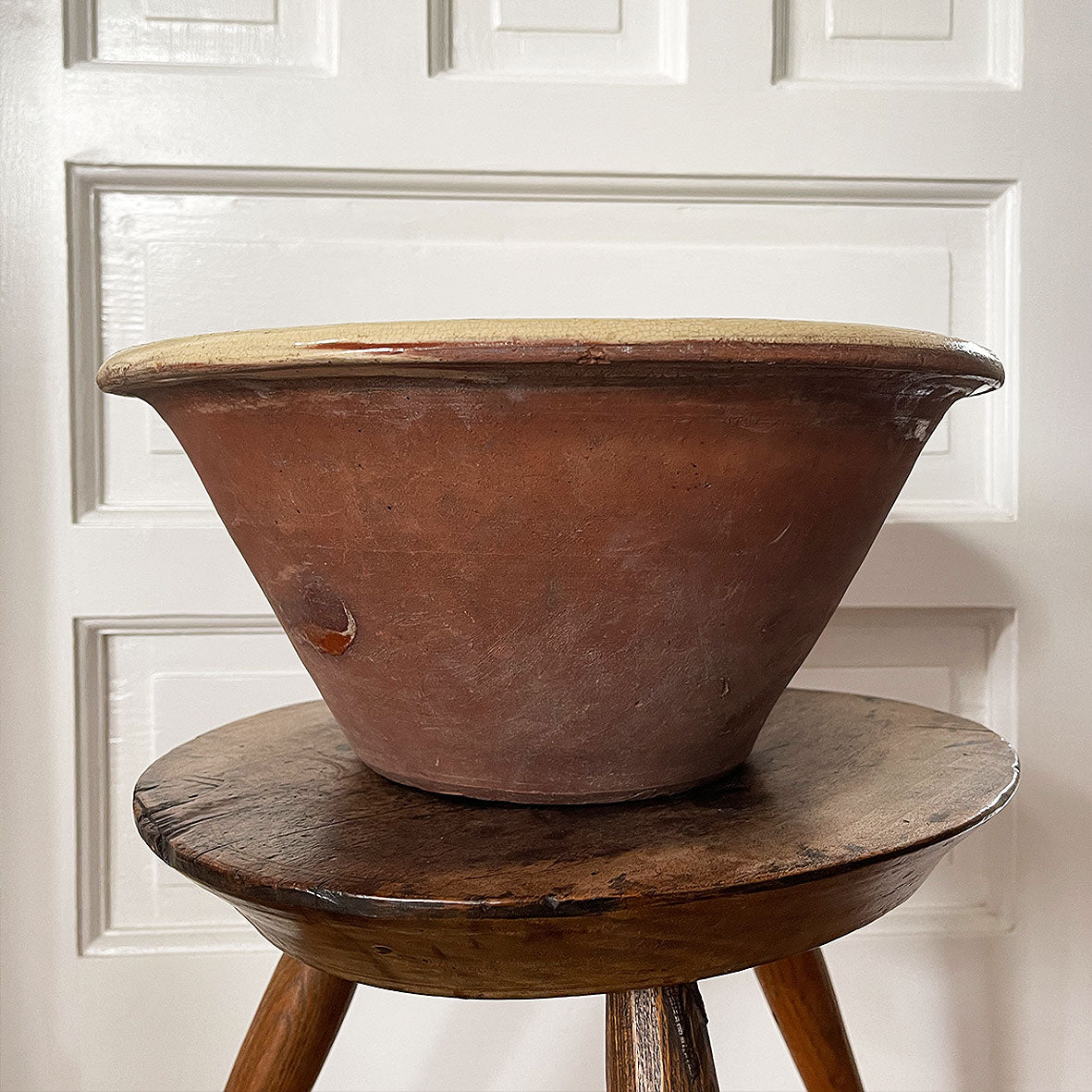 An Antique glazed terracotta Dairy Cream Bowl with rare original Lid. Ideal for bread proving. Welsh late 19th Century - SHOP NOW - www.intovintage.co.uk