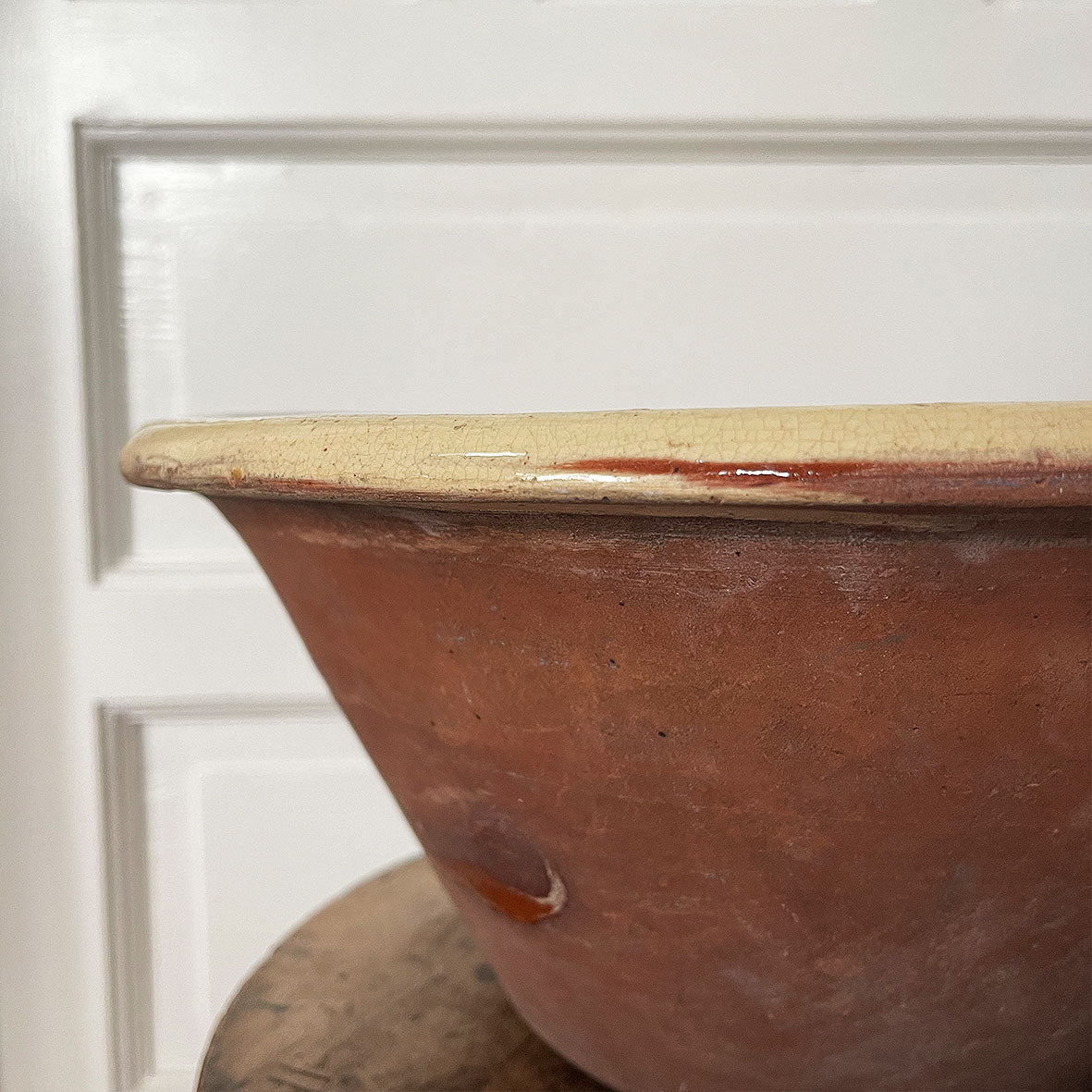 An Antique glazed terracotta Dairy Cream Bowl with rare original Lid. Ideal for bread proving. Welsh late 19th Century - SHOP NOW - www.intovintage.co.uk