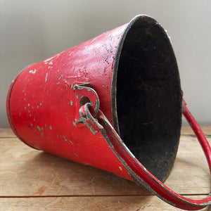 Vintage galvanised steel fire bucket with a wonderful distressed patina to it's red surface - SHOP NOW - www.intovintage.co.uk