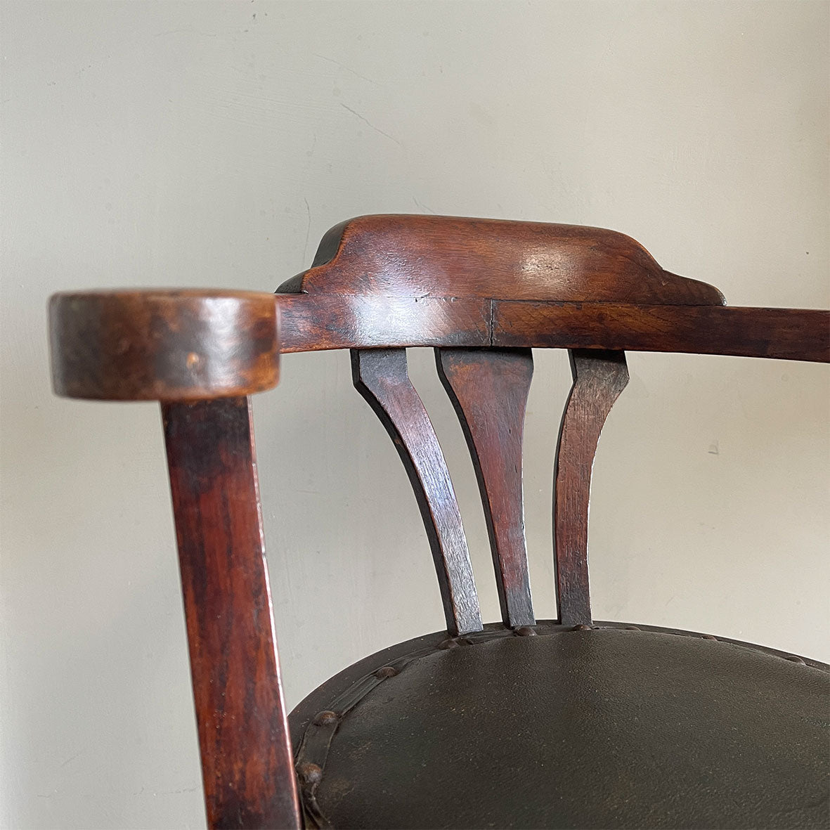 A very clean and original example of a Victorian Child's Barber Chair. Having a splat back with original upholstery to the seat, brass rods that hold in place the foot rest, 360 degree rotation with adjustable height, four splayed legs to the base - SHOP NOW - www.intovintage.co.uk