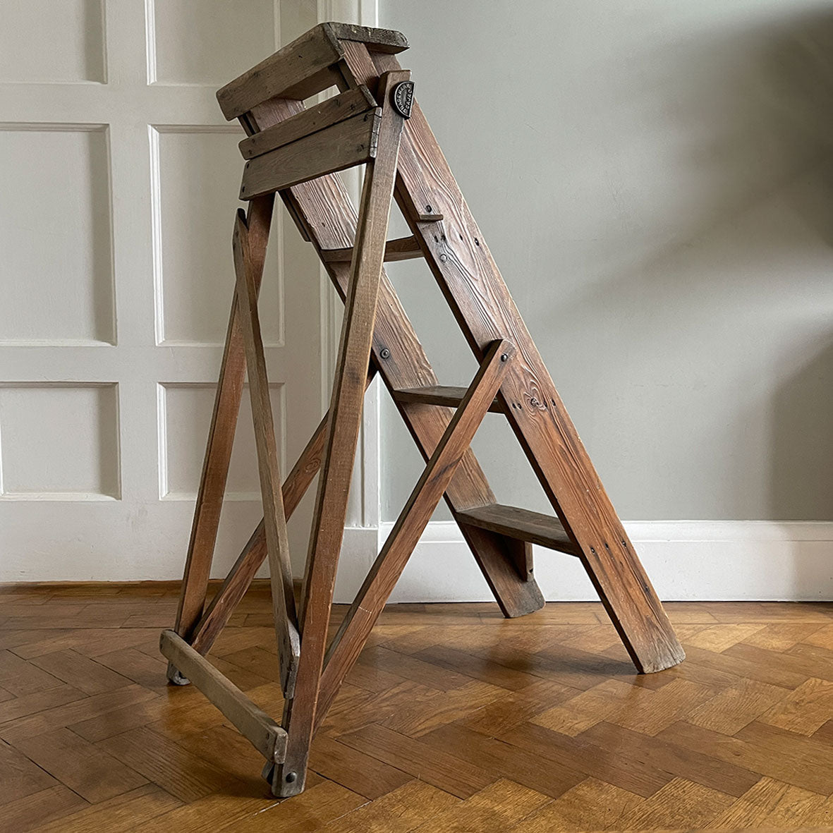 A wonderful set of Vintage CAJAC Step Ladders with the CAJAC Trade Mark clasp badges on each side. Very slim when folded so great for storage - SHOP NOW - www.intovintage.co.uk