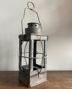 An Arts &amp; Crafts Hall Lantern with pierced gallery detailing around the base, Hinged lid and door with caged protectors to each side.&nbsp; - SHOP NOW - www.intovintage.co.uk