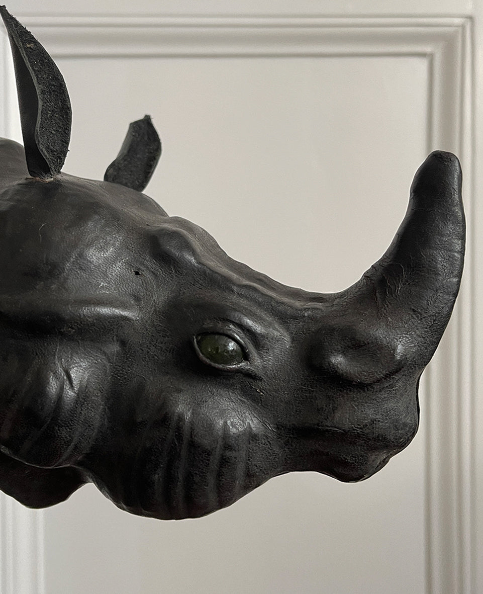 A superb, large vintage Leather Rhino in fantastic original condition with green glass eyes. A fine specimen if ever we saw one!- SHOP NOW - www.intovintage.co.uk