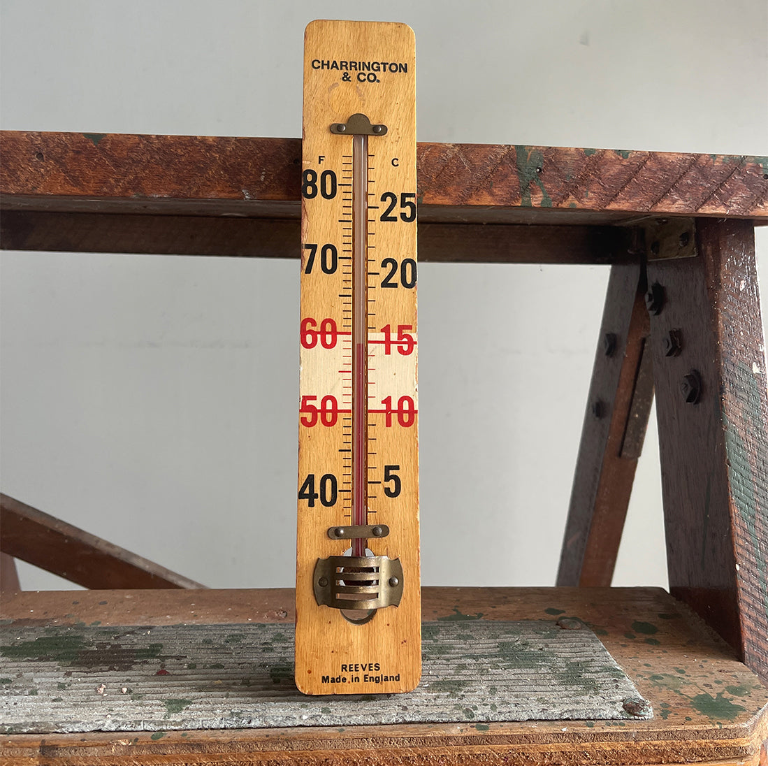 A vintage Charrington &amp; Co wooden thermometer from the Charrington & Co Brewery - SHOP NOW - www.intovintage.co.uk