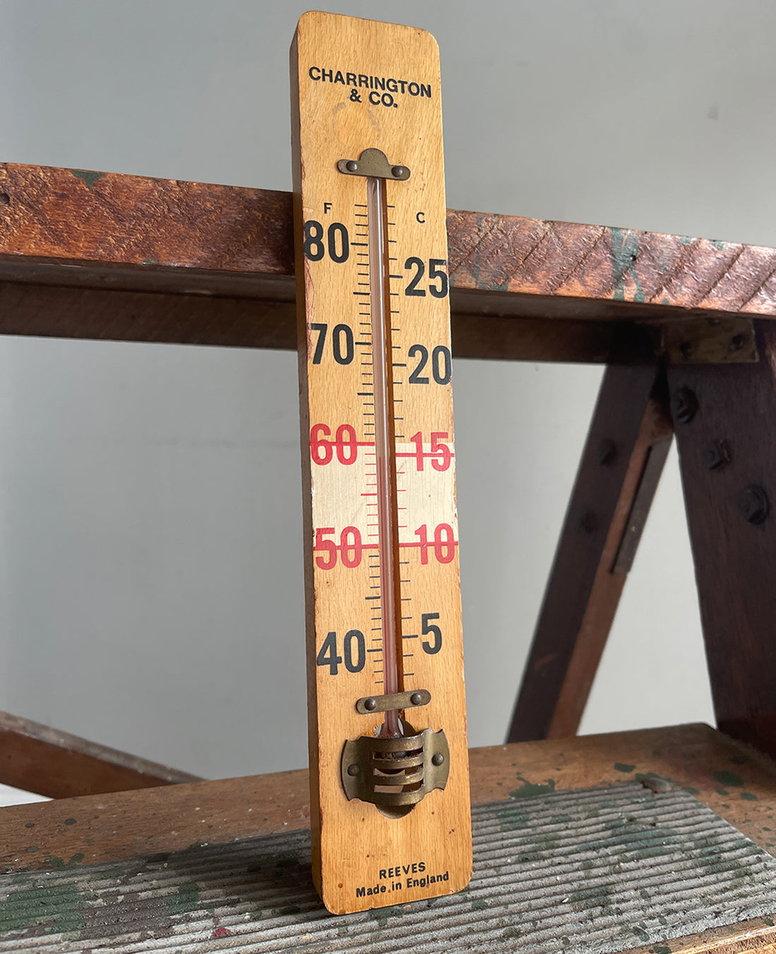 A vintage Charrington &amp; Co wooden thermometer from the Charrington & Co Brewery - SHOP NOW - www.intovintage.co.uk