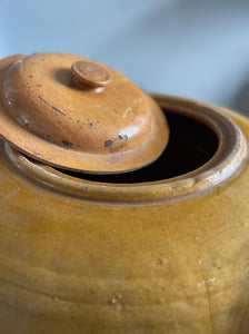 A magnificent large French, Normandy earthenware Tripiere or Tripe Pot. Bulbous in structure with big lug handles. Marked with the numeral '5' to one side. Beautiful warm tones in the glaze & terracotta - SHOP NOW - www.intovintage.co.uk