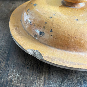 A magnificent large French, Normandy earthenware Tripiere or Tripe Pot. Bulbous in structure with big lug handles. Marked with the numeral '5' to one side. Beautiful warm tones in the glaze & terracotta - SHOP NOW - www.intovintage.co.uk