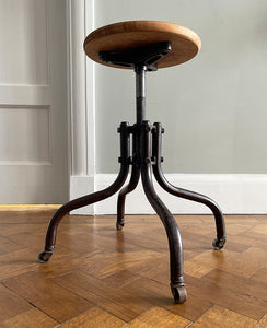 A Vintage Industrial Metal & Wooden Stool