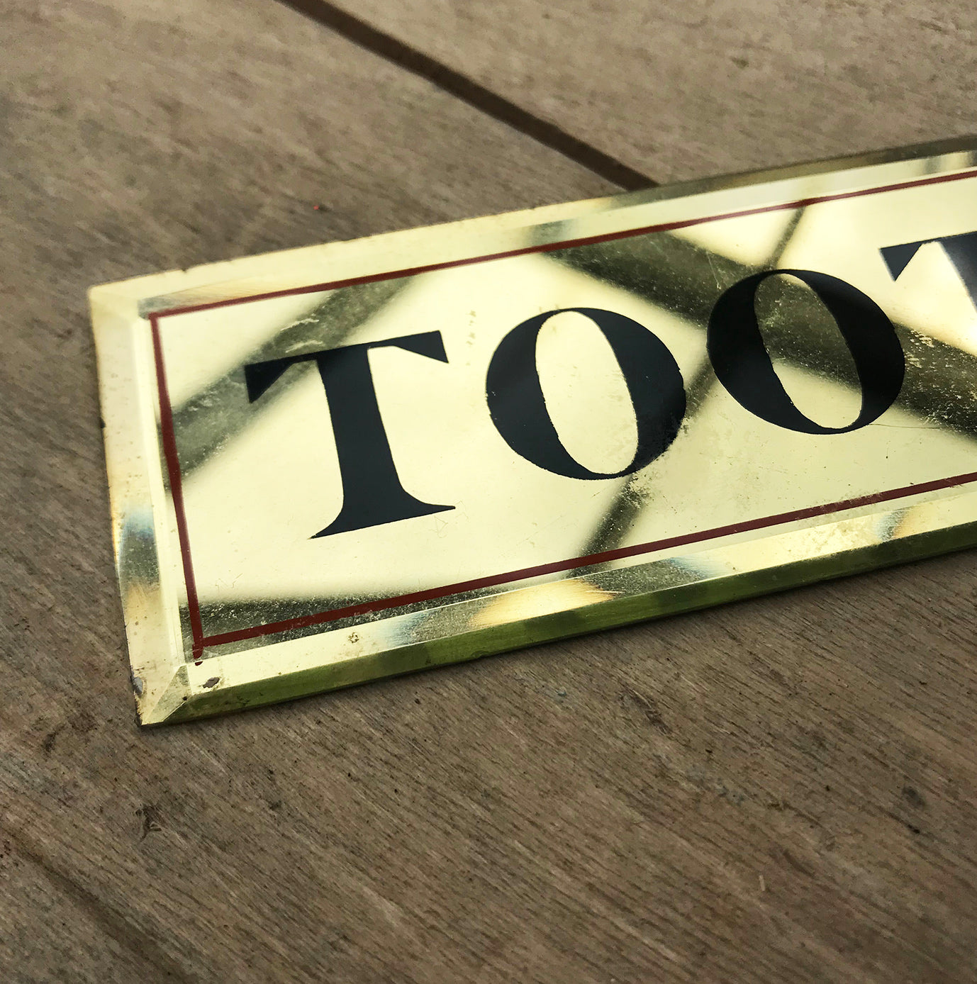 A good sized collection of 14 antique botanical apothecary mirrored drawer plates. Golden toned beveled mirrors catch the light beautifully, finished with black serif type and thin red border lines - SHOP NOW - www.intovintage.co.uk