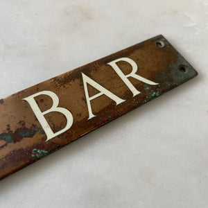 A 1930s copper with enamel inlay Pubic Bar Sign - SHOP NOW - www.intovintage.co.uk