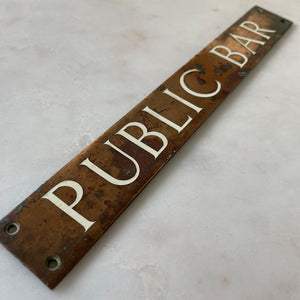 A 1930s copper with enamel inlay Pubic Bar Sign - SHOP NOW - www.intovintage.co.uk