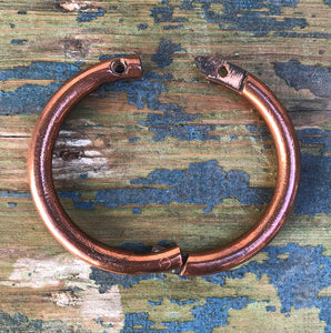 This is just one beautiful tactile item. A handmade heavy hinged copper ring that would have been pierced trough the nose of a big old bull. Would make a cool key ring! - SHOP NOW - www.intovintage.co.uk