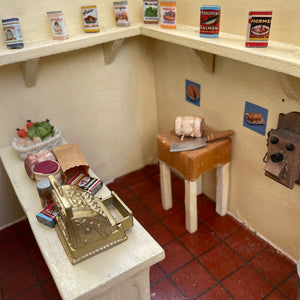 Scratch built Butcher's Shop. Crude in construction and probably only 30-35 years old but still full of charm - SHOP NOW - www.intovintage.co.uk