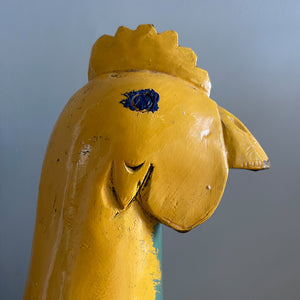 A fantastic bright and jolly Folk Art Carved Chicken. Standing proud at a decent 42cm in height - SHOP NOW - www.intovintage.co.uk