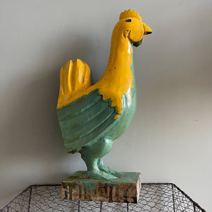 A fantastic bright and jolly Folk Art Carved Chicken. Standing proud at a decent 42cm in height - SHOP NOW - www.intovintage.co.uk