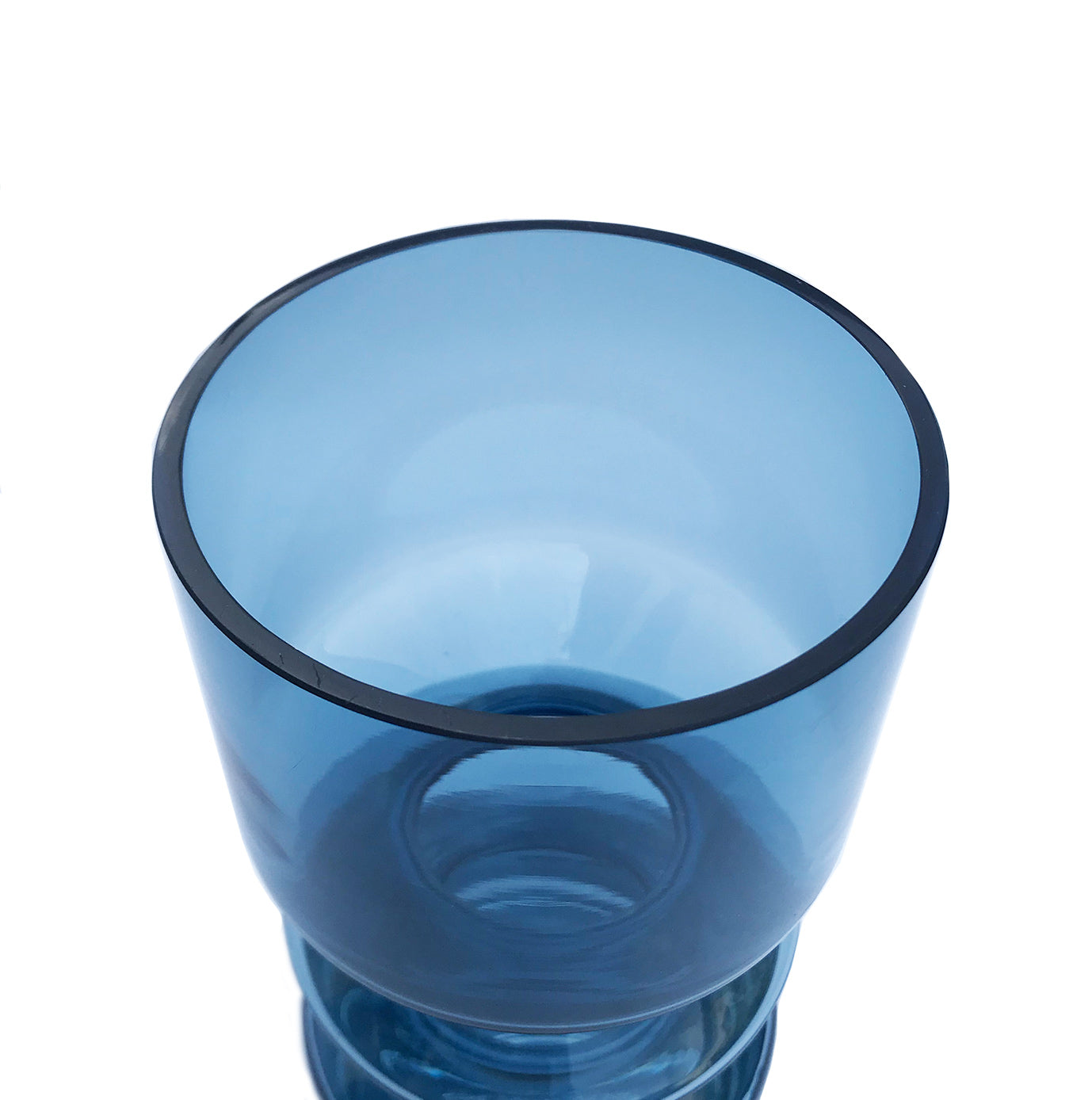 Scandinavian petrol blue & clear cased glass vase. Made by Riihimaki (also known as Riihimaen Lasi Oy) of Finland in the 1970's, and designed by Tamara Aladin, design number 1472 - SHOP NOW - www.intovintage.co.uk