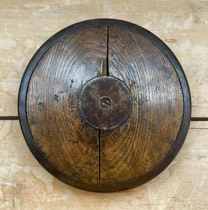 A Vintage Wooden Discus with great patina and makers stamp to the centre disk just visible - SHOP NOW - www.intovintage.co.uk