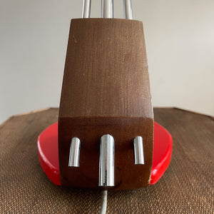 A  lamp by Fase of Madrid, Spain - model Falux. Designed by Luiz Perez de la Oliva in the early 1970s. Made from a combination of hard wood, aluminium and chromed steel. It stands on a fully rotating base that houses the on/off switch - SHOP NOW - www.intovintage,co.uk