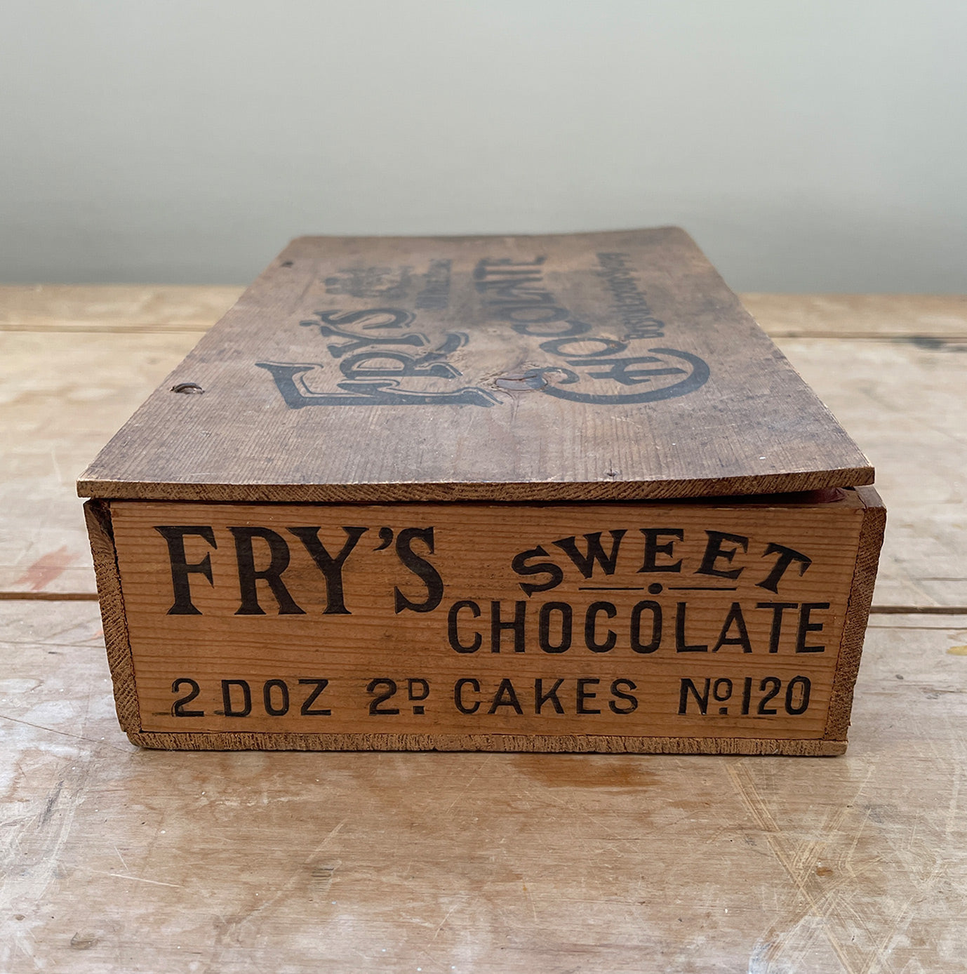 A Vintage Fry's Sweet Chocolate Box with great graphics to all outer sides, and printed graphics to the front edge and inside - SHOP NOW - www.intovintage.co.uk