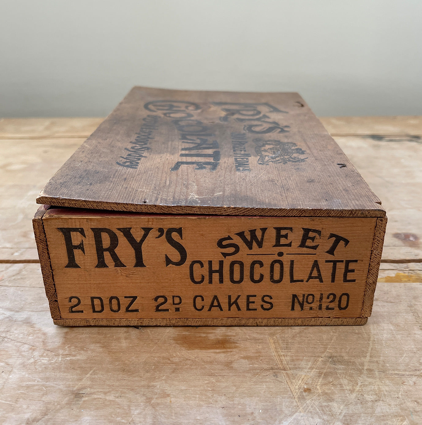 A Vintage Fry's Sweet Chocolate Box with great graphics to all outer sides, and printed graphics to the front edge and inside - SHOP NOW - www.intovintage.co.uk