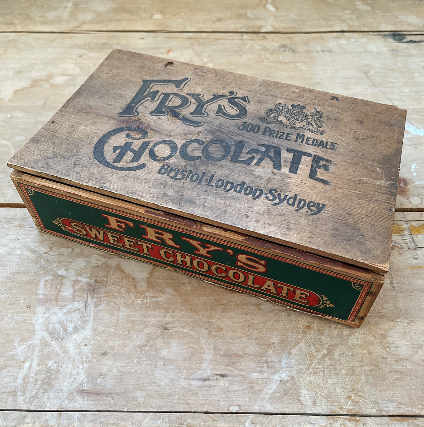 A Vintage Fry's Sweet Chocolate Box with great graphics to all outer sides, and printed graphics to the front edge and inside - SHOP NOW - www.intovintage.co.uk