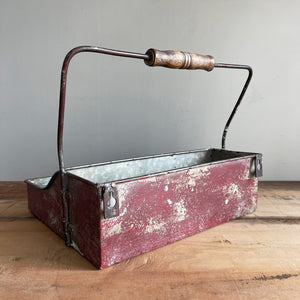 A practical Industrial Trug in an attractive time worn burgundy finish. The tray has four handy compartments ideal for keeping your condiments tidy on the dining table. Good looking and useful too - SHOP NOW - www.intovintage.co.uk