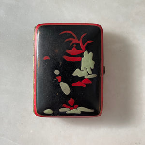 A beautifully Art Deco Eastern Inspired Cigarette Case. A striking bold colour palette with a golden interior - SHOP NOW - www.intovintage.co.uk