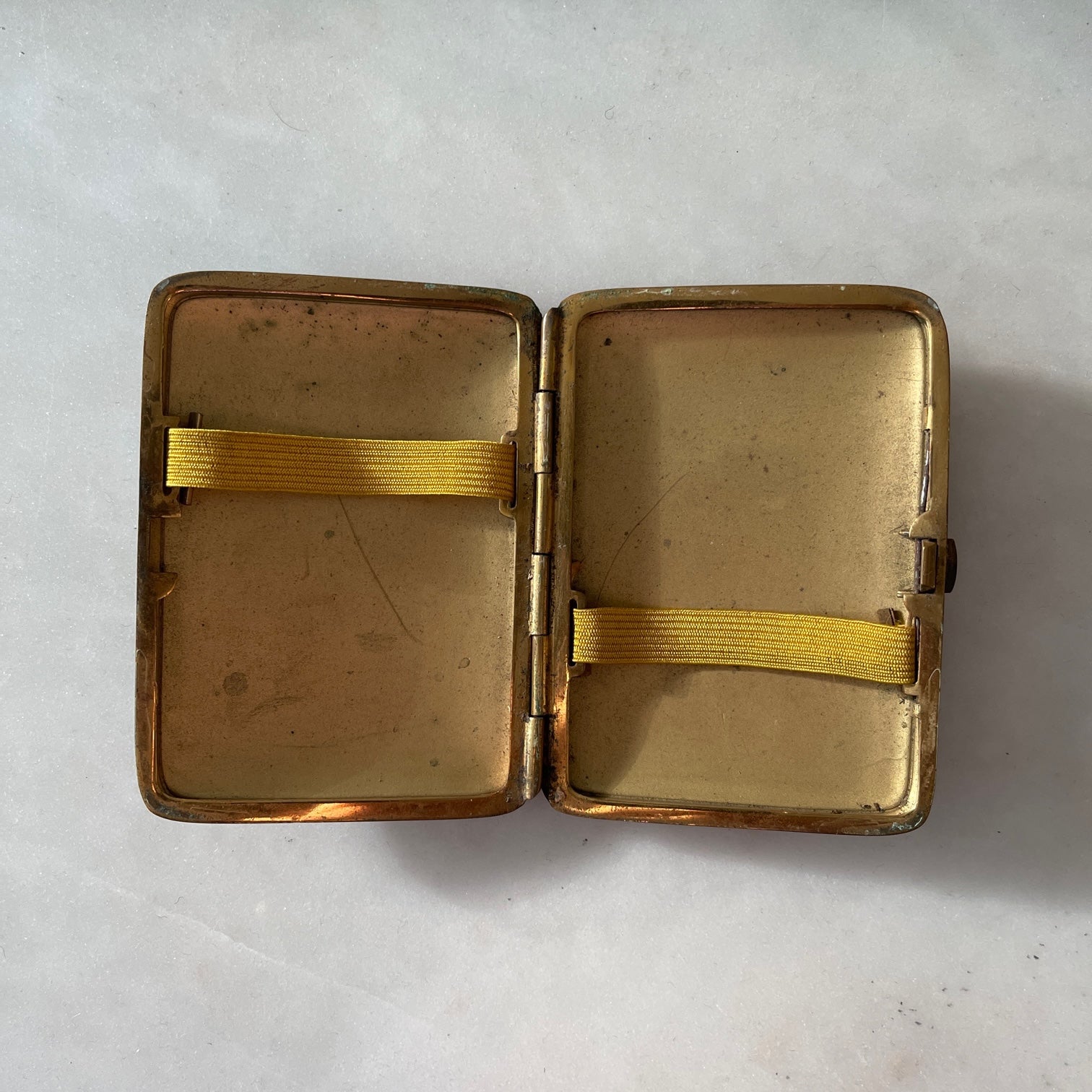 A beautifully Art Deco Eastern Inspired Cigarette Case. A striking bold colour palette with a golden interior - SHOP NOW - www.intovintage.co.uk