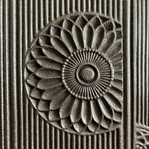 An Arts & Crafts Cast Iron Fireplace Insert, circa 1873, by the renowned Aesthetic Architect Thomas Jeckyll. The design sees finely cast rosettes of butterflies, bees and stylised floral designs on top of a reeded background. Designed for Barnard, Bishop & Barnards foundry of Norwich - SHOP NOW - www.intovintage.co.uk