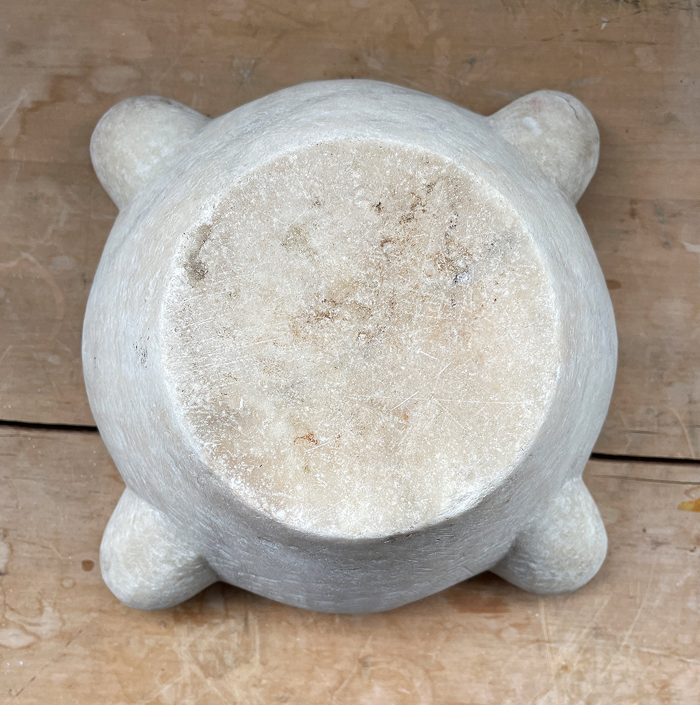 A large, time worn Mortice & Pestle in a creamy white marble. The wooden pestle has a weighted end. A beautiful piece for the kitchen - SOP NOW - www.intovintage.co.uk