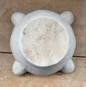 A large, time worn Mortice & Pestle in a creamy white marble. The wooden pestle has a weighted end. A beautiful piece for the kitchen - SOP NOW - www.intovintage.co.uk