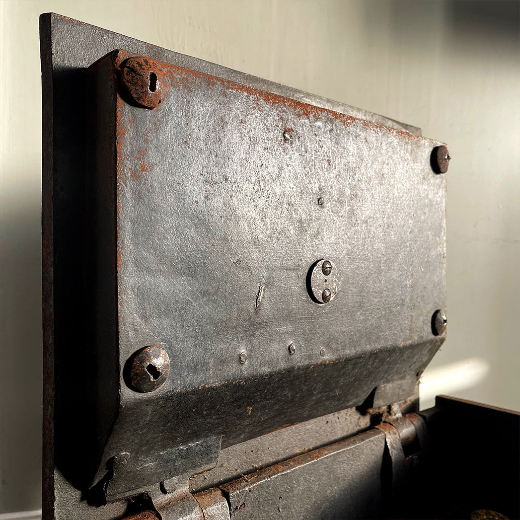 An impressive Early Victorian Strongbox with original key and internal draw. Untouched condition and very very heavy! SHOP NOW - www.intovintage.co.uk