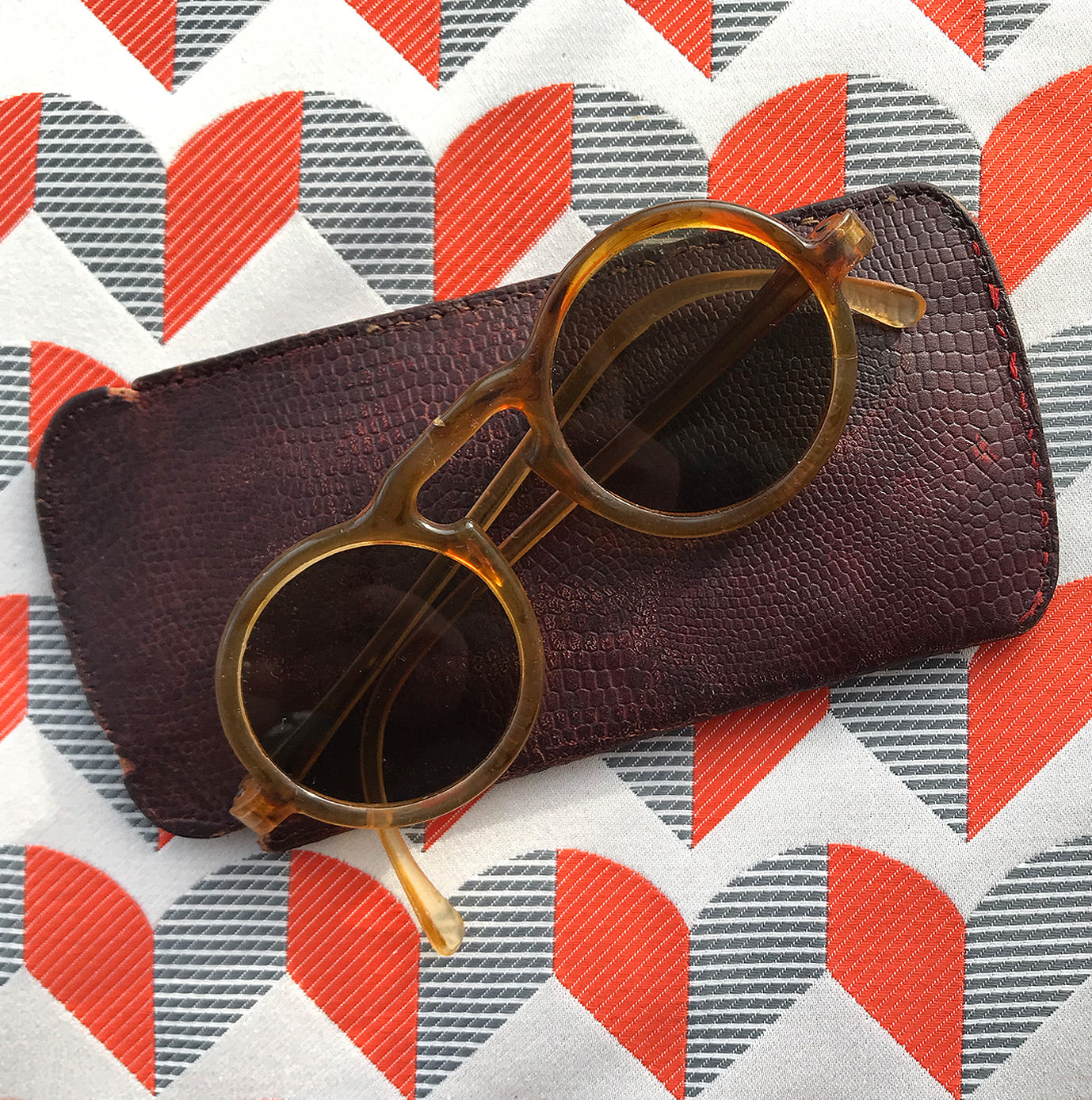 Cool, stylish pair of 1930s Art DecoSunglasses with snakeskin effect leather case. Ideal for the coming summer months - SHOP NOW - www.intovintage.co.uk