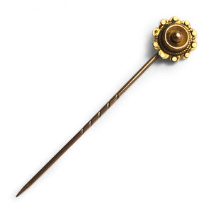 Smart Edwardian 15 CT gold tie pin with small inset diamond. Add a stylish vintage vibe to your best ties - SHOP NOW - www.intovintage.co.uk