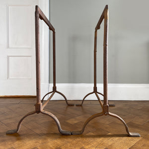 A pair of wrought iron workshop trestles Circa 1920. Beautiful form and construction - SHOP NOW - www.intovintage.co.uk