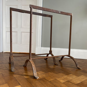 A pair of wrought iron workshop trestles Circa 1920. Beautiful form and construction - SHOP NOW - www.intovintage.co.uk