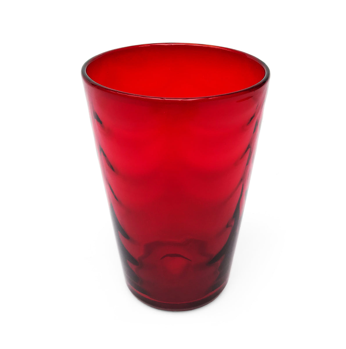 Whitefriars ruby red glass tumbler vase with wave ribbed pattern ...