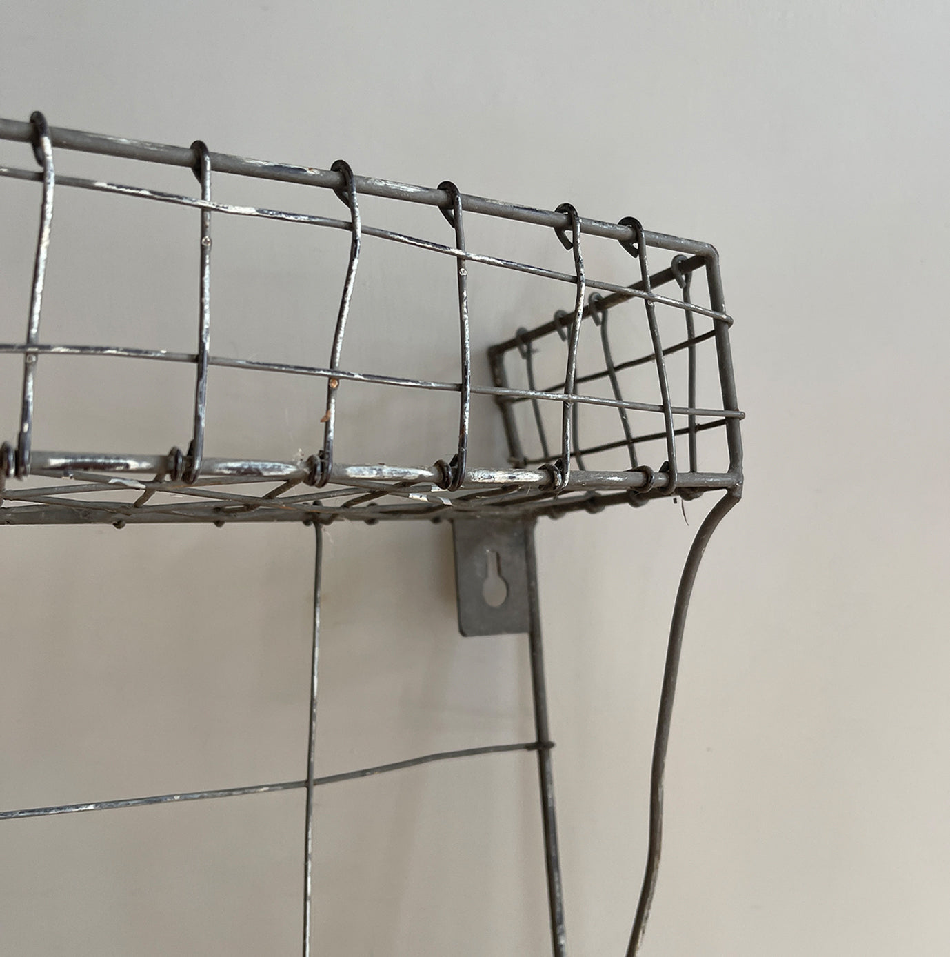 A very practical Galvanised Wire Rack. Perfect for the back of a door or even on the wall. It has eyelet fixings on the back so easy to hang - SHOP NOW - www.intovintage.co.uk